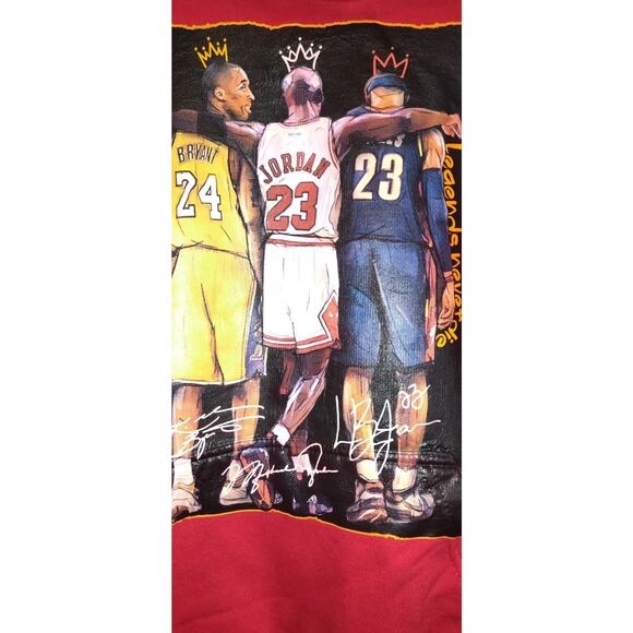 Jon Lauren Red Hoodie SWEATSHIRT Basketball Legends Kobe Jordan LeBron SMALL S - Picture 10 of 16
